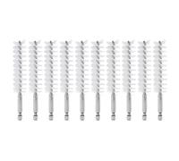 sourcing map 10Pcs Nylon Bore Brush 20mm Dia 4.5" Long Cleaning Twisted Wire Brush with Handle 1/4" Hex Shank for Tubes Ports Bearings, White