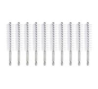 sourcing map 10Pcs Nylon Bore Brush 22mm Dia 4.5" Long Cleaning Twisted Wire Brush with Handle 1/4" Hex Shank for Tubes Ports Bearings, White