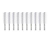 sourcing map 10Pcs Nylon Bore Brush 25mm Dia 4.5" Long Cleaning Twisted Wire Brush with Handle 1/4" Hex Shank for Tubes Ports Bearings, White