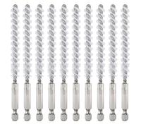 sourcing map 10Pcs Nylon Bore Brush 9mm Dia 4.5" Long Cleaning Twisted Wire Brush with Handle 1/4" Hex Shank for Tubes Ports Bearings, White