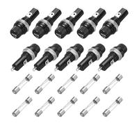 sourcing map 10Pcs Panel Mounted Fuse Holders 45 x 18.4mm 250V 125V, 5A Screw Cap Fuse Holders with 10 Pcs 6 x 30mm Fast-Blow Glass Tubes Fuses