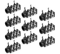 sourcing map 10Pcs PCB Mount 3.5mm 5 Pin Socket Headphone Stereo Jack Audio Video Connector Black PJ-313D