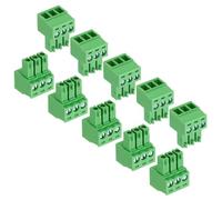sourcing map 10Pcs PCB Terminal Block, 300V 8A Male 3 Pin 3.5mm Pitch PCB Screw Mount Terminal Block Connector for Industrial Use, Electronic Projects, Green