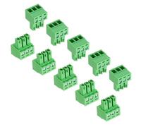 sourcing map 10Pcs PCB Terminal Block, 300V 8A Male 3 Pin 3.81mm Pitch PCB Screw Mount Terminal Block Connector for Industrial Use, Electronic Projects, Green