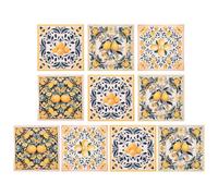 sourcing map 10Pcs Peel and Stick Backsplash Tiles, 10x10cm Self-Adhesive Tile Stickers Waterproof Wallpaper Wall for Kitchen Bathroom Bedroom, Lemon