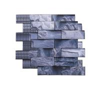 sourcing map 10Pcs Peel and Stick Backsplash Tiles 27 x 27cm 3D Thickened Stone Texture Self-Adhesive Tile Stickers Wallpaper Wall for Kitchen Bathroom Bedroom, Black Silver Gray