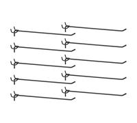 sourcing map 10pcs Pegboard Shelving Hooks 10" Stainless Steel Peg Board Display Hook Hanging Holders Wall Mount Organize Tools for Workbench Garage Kitchen Store, Black