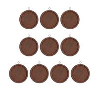 sourcing map 10pcs Pendant Trays, 20mm Round Wooden Pendant Base Cabochon Setting Blank Frame Tray Bezels for Jewelry Making DIY Crafts Photo, Dark Brown