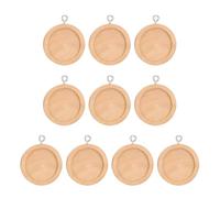 sourcing map 10pcs Pendant Trays, 25mm Round Wooden Pendant Base Cabochon Setting Blank Frame Tray Bezels for Jewelry Making DIY Crafts Photo, Light Brown