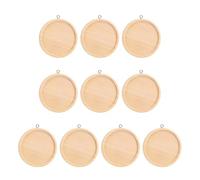 sourcing map 10pcs Pendant Trays, 40mm Round Wooden Pendant Base Cabochon Setting Blank Frame Tray Bezels for Jewelry Making DIY Crafts Photo, Light Brown