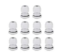 sourcing map 10Pcs PG9 Cable Gland 2mm-6mm Wire Hole Waterproof Nylon Joint Adjustable Locknut with Washer White