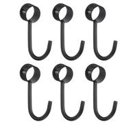 sourcing map 10Pcs Pipe Rod Hooks, Stainless Steel 19mm/0.75" Inner Dia Adjustable Rod Closet Rod Hooks Coat Hook for Wardrobe Hanging Pots, Black