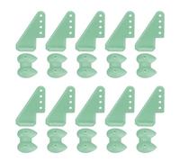sourcing map 10Pcs Plastic Control Horns, 4 Hole Adjustment Needle Control Horn Rudder Angle with Base for RC Airplane KT DIY Model Plane Parts Accessories, Green