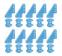 sourcing map 10Pcs Plastic Control Horns, 4 Hole Adjustment Needle Control Horn Rudder Angle with Base for RC Airplane KT DIY Model Plane Parts Accessories, Blue
