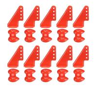 sourcing map 10Pcs Plastic Control Horns, 4 Hole Adjustment Needle Control Horn Rudder Angle with Base for RC Airplane KT DIY Model Plane Parts Accessories, Red