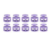 sourcing map 10pcs Plastic Cord Locks Double Hole Spring Toggle Stopper Clip Elastic Clasp Lock Fastener for Drawstring, Paracord, Bags, Clothing, Gloves String Lock Replacement, Purple