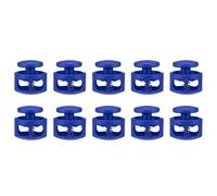 sourcing map 10pcs Plastic Cord Locks Double Hole Spring Toggle Stopper Clip Elastic Clasp Lock Fastener for Drawstring, Paracord, Bags, Clothing, Gloves String Lock Replacement, Blue