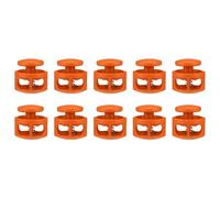sourcing map 10pcs Plastic Cord Locks Double Hole Spring Toggle Stopper Clip Elastic Clasp Lock Fastener for Drawstring, Paracord, Bags, Clothing, Gloves String Lock Replacement, Orange