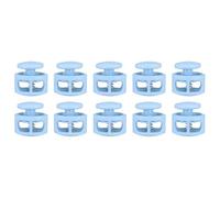 sourcing map 10pcs Plastic Cord Locks Double Hole Spring Toggle Stopper Clip Elastic Clasp Lock Fastener for Drawstring, Paracord, Bags, Clothing, Gloves String Lock Replacement, Light Blue