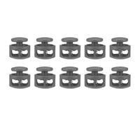 sourcing map 10pcs Plastic Cord Locks Double Hole Spring Toggle Stopper Clip Elastic Clasp Lock Fastener for Drawstring, Paracord, Bags, Clothing, Gloves String Lock Replacement, Gray