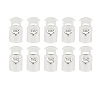 sourcing map 10pcs Plastic Cord Locks Single Hole Spring Toggle Stopper Clip Elastic Clasp Lock Fastener for Drawstring, Paracord, Bags, Clothing, Gloves String Lock Replacement, White