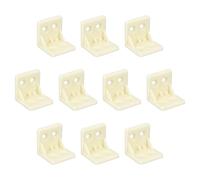 sourcing map 10Pcs Plastic Corner Braces, L Shape Corner Bracket, Right Angle Corner Support Brace, Shelf Board Holder for Wood Furniture Cabinet Drawer Bookcase, Beige