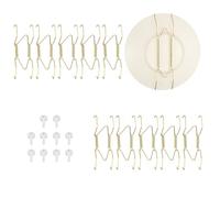 sourcing map 10pcs Plate Hanger, 4 to 5 Inches Universal Stainless Steel Invisible Plate Hangers for The Wall W-Shaped Holder with Traceless Nail for Decorations, Golden