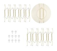 sourcing map 10pcs Plate Hanger, 6 Inches Universal Stainless Steel Invisible Plate Hangers for The Wall W-Shaped Holder with Traceless Nail for Decorations, Golden