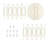sourcing map 10pcs Plate Hanger, 7 Inches Universal Stainless Steel Invisible Plate Hangers for The Wall W-Shaped Holder with Traceless Nail for Decorations, Golden