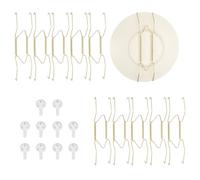 sourcing map 10pcs Plate Hanger, 8 Inches Universal Stainless Steel Invisible Plate Hangers for The Wall W-Shaped Holder with Traceless Nail for Decorations, Golden