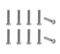 sourcing map 10pcs Pocket Clip Screws T6 Torx Head 2-56UCN 11.4mm Thread Length Folding Knife Fasteners Stainless Steel Electroplated Shaft Pivot Pins Screws for Blade Fixing, White