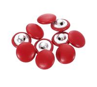 sourcing map 10pcs PU Leather Covered Buttons 15mm Diameter Round Aluminum Shank Craft Replacement Sewing Buttons for Clothing Decoration DIY Accessories, Red