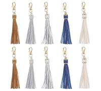 sourcing map 10pcs PU Leather Tassels, 6 Inch Keychain Tassel Charm with Lobster Swivel for Jewelry Making, Handbag, DIY Crafts, (5 Color)