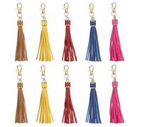 sourcing map 10pcs PU Leather Tassels, 6 Inch Keychain Tassel Charm with Lobster Swivel for Jewelry Making, Handbag, DIY Crafts, (5 Colors)