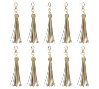 sourcing map 10pcs PU Leather Tassels, 6 Inch Keychain Tassel Charm with Lobster Swivel for Jewelry Making, Handbag, DIY Crafts, (Bright Gold)