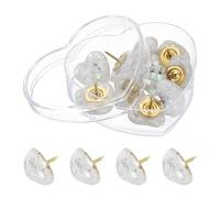 sourcing map 10Pcs Push Pins, 19mm x 17mm Heart Shape Decorative Thumb Tacks Upholstery Tacks for Cork Board Bulletin Board Wall Hangings, White/Gold