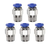 sourcing map 10pcs Push to Connect Fitting 4mm Tube OD x 1/8" NPT Thread Male Straight Quick Connector Copper Air Line Hose Fittings for Industry Air System PC4-N01, Blue
