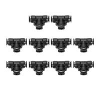sourcing map 10pcs Push to Connect Fittings 1/2 Inch Tube OD t Shape Tee Plastic Quick Connect Air Hose Pneumatic Fitting Kit Reducing 3 Ways Push Lock Connector, Black