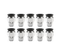 sourcing map 10pcs Push to Connect Fittings 1/2" Tube OD x 1/4" NPT Thread Male Straight Union Fittings Copper Quick Connect Pneumatic Fitting for Semi Truck Trailers Air Brake System, Black