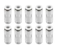 sourcing map 10pcs Push to Connect Fittings 1/4" OD x 1/4" OD Straight Pneumatic Connector Zinc Alloy Quick Connect Union Two-Way Fittings for Semi Truck Trailers Air Brake System, White