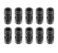 sourcing map 10pcs Push to Connect Fittings 3/8" OD x 3/8" OD Straight Pneumatic Connector Zinc Alloy Quick Connect Union Two-Way Fittings for Semi Truck Trailers Air Brake System, Black