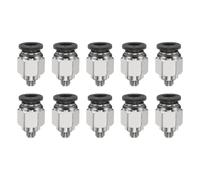 sourcing map 10pcs Push to Connect Fittings 6mm Tube OD x 10-32" UNF Thread Male Straight Union Fittings Copper Quick Connect Pneumatic Fittings for Semi Truck Trailers Air Brake System, Black