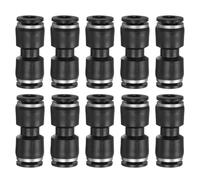 sourcing map 10pcs Push to Connect Fittings g 1/4 Tube OD Straight Pneumatic Adapter Quick Connector Air Line Hose Fitting for Water Air Oil Pipe, Black