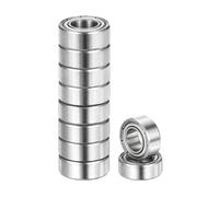 sourcing map 10pcs R188ZZ Deep Groove Ball Bearings 1/4" ID x 1/2" OD x 3/16" Height Miniature Bearings Double Metal Shielded Chrome Steel Z3 Bearing for Engineering Machinery, ABEC5