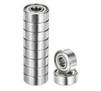 sourcing map 10pcs R3ZZ Deep Groove Ball Bearings 3/16" ID x 1/2" OD x 3/16" Height Miniature Bearings Double Metal Shielded Chrome Steel Z3 Bearing for Engineering Machinery, ABEC5