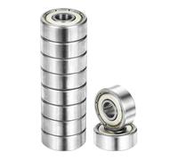 sourcing map 10pcs R4AZZ Deep Groove Ball Bearings 1/4" ID x 3/4" OD x 9/32" Height Miniature Bearings Double Metal Shielded Chrome Steel Z3 Bearing for Engineering Machinery, ABEC5