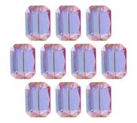 sourcing map 10Pcs Rectangle Crystal Glass Beads, Faceted Glass Beads Clear Loose Craft Flat Square Shape Spacer Bead for DIY Bracelet Necklace Keychain Making, Rose Red Green