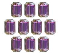 sourcing map 10Pcs Rectangle Crystal Glass Beads, Faceted Glass Beads Clear Loose Craft Flat Square Shape Spacer Bead for DIY Bracelet Necklace Keychain Making, Metallic Black Purple