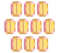 sourcing map 10Pcs Rectangle Crystal Glass Beads, Faceted Glass Beads Clear Loose Craft Flat Square Shape Spacer Bead for DIY Bracelet Necklace Keychain Making, Orange Pink