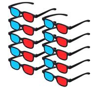 sourcing map 10pcs Red Blue 3D Viewing Glasses, Plastic 3D Movies Glass for TV Anaglyph Stereoscopic Projection Video Game, 6 Inch Black Frame